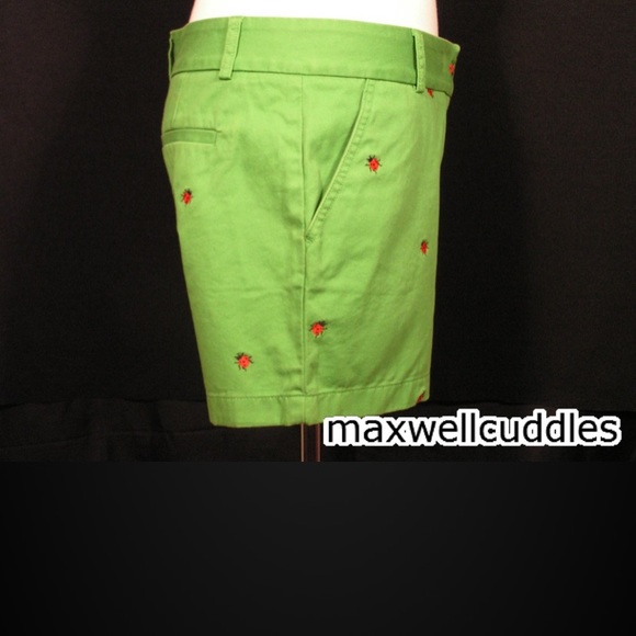 J CREW LADYBUG CRITTER GREEN SHORTS SIZE 0 NWT - Picture 4 of 7